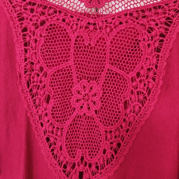 Questions Deep Red M Sweater with Lace Back - Picture 5 of 5